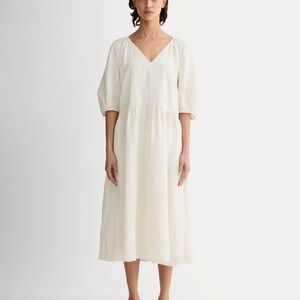 Everlane Linen Puff Sleeve Midi Dress - Bone XS